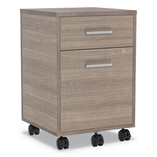 Urban Mobile File Pedestal, Left or Right, 2-Drawers: Box/File, Legal/A4, Natural Walnut, 16" x 15.25" x 23.75". Picture 6