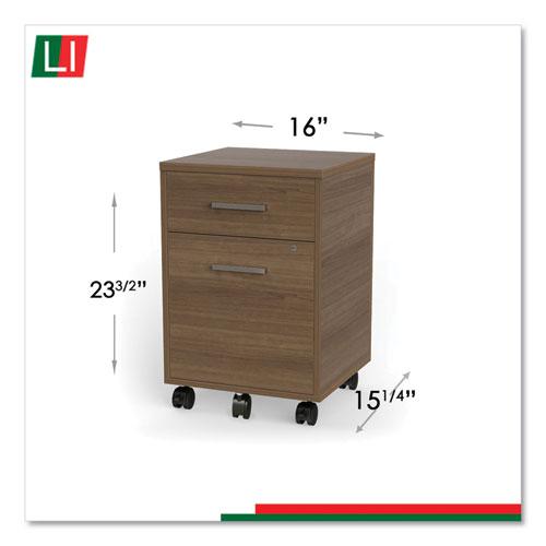 Urban Mobile File Pedestal, Left or Right, 2-Drawers: Box/File, Legal/A4, Natural Walnut, 16" x 15.25" x 23.75". Picture 5