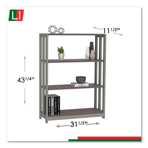 Trento Line Bookcase, Three-Shelf, 31.5w x 11.63d x 43.25h, Mocha. Picture 5