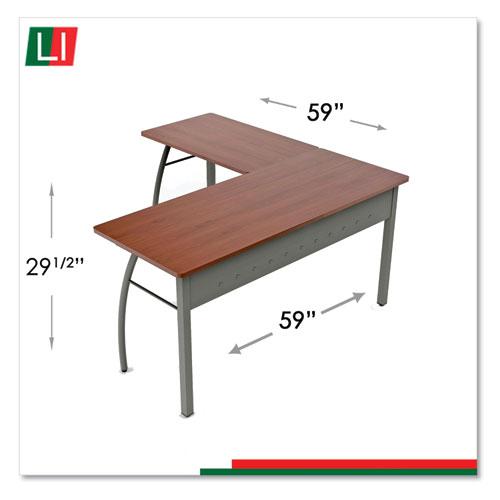 Trento Line L-Shaped Desk, 59.13" x 59.13" x 29.5", Cherry. Picture 6