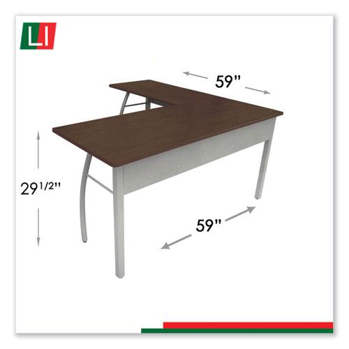 Trento Line L-Shaped Desk, 59.13" x 59.13" x 29.5", Mocha/Gray. Picture 8