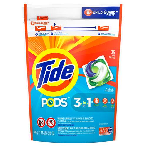 Pods, Laundry Detergent, Clean Breeze, 35/Pack, 4 Pack/Carton. Picture 1