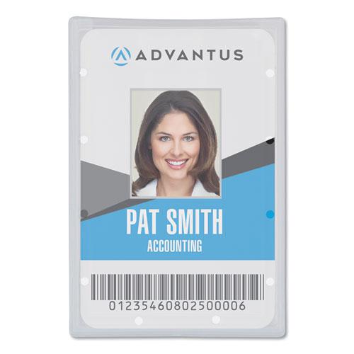 Clear ID Card Holder, Horizontal, Clear 2.31" x 3.69" Holder, 2.13" x 3.38" Insert, 25/Pack. Picture 1
