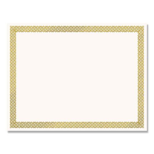 Foil Border Certificates, 8.5 x 11, Ivory/Gold with Braided Gold Border, 12/Pack. Picture 1
