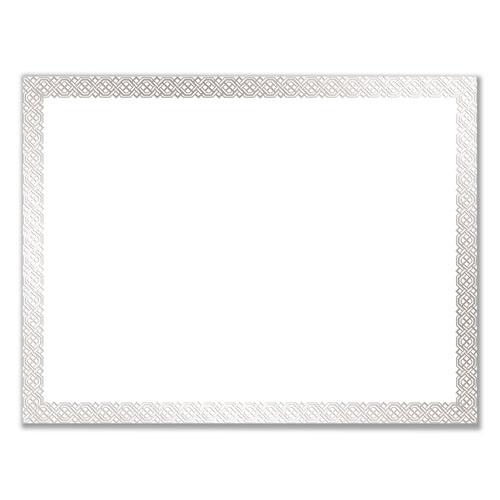 Foil Border Certificates, 8.5 x 11, White/Silver with Braided Silver Border,15/Pack. Picture 1