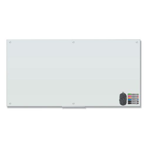 Magnetic Glass Dry Erase Board Value Pack, 70" x 35", Frosted White. Picture 1
