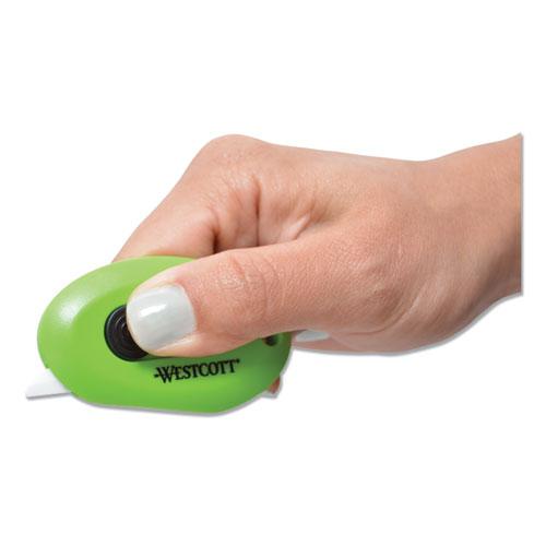 Compact Safety Ceramic Blade Box Cutter, Retractable Blade, 0.5" Blade, 2.5" Plastic Handle, Green. Picture 2