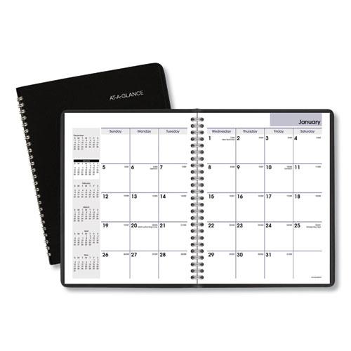 DayMinder Monthly Planner with Notes Column, Ruled Blocks, 8.75 x 7, Black Cover, 12-Month (Jan to Dec): 2024. Picture 1