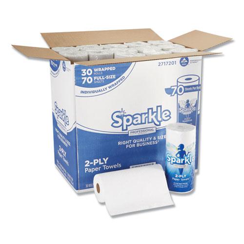 Sparkle ps Premium Perforated Paper Kitchen Towel Roll, 2-Ply, 11 x 8.8, White, 70 Sheets, 30 Rolls/Carton. Picture 1