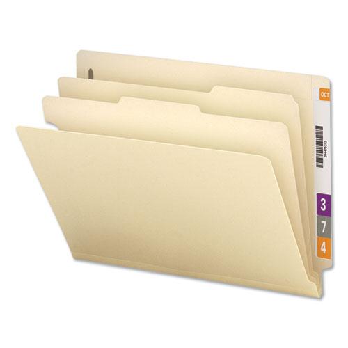 Six-Section Manila End Tab Classification Folders, 2" Expansion, 2 Dividers, 6 Fasteners, Letter Size, Manila, 10/Box. Picture 3