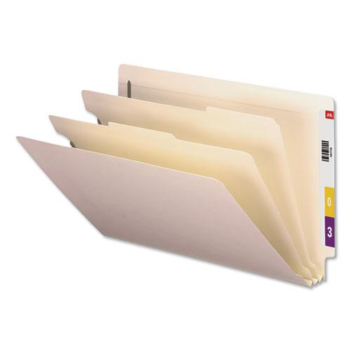 Six-Section Manila End Tab Classification Folders, 2" Expansion, 2 Dividers, 6 Fasteners, Legal Size, Manila Exterior, 10/Box. Picture 5