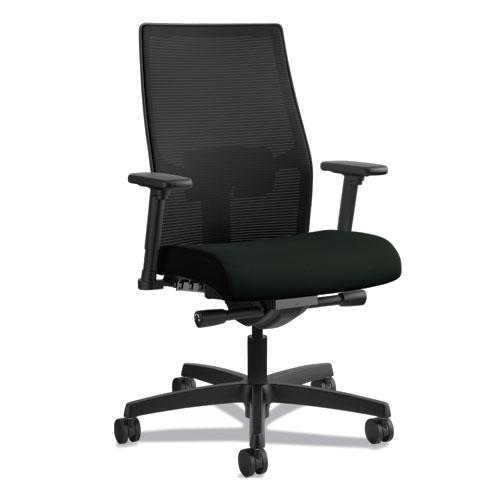 Ignition 2.0 4-Way Stretch Mid-Back Mesh Task Chair, Adjustable Lumbar Support, Black Seat/Back, Black Base. Picture 1