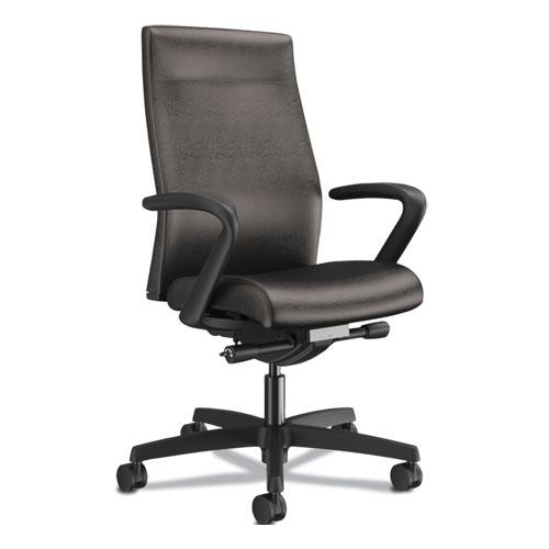 Ignition 2.0 Upholstered Mid-Back Task Chair, 17" to 22" Seat Height, Black Fabric Seat/Back, Black Base. Picture 1