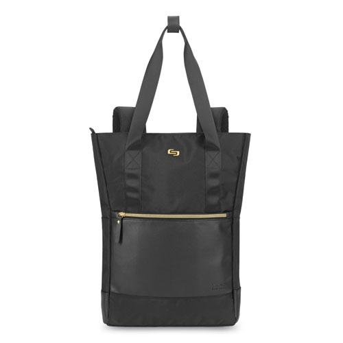 Parker Hybrid Tote/Backpack, Fits Devices Up to 15.6", Polyester, 3.75 x 16.5 x 16.5, Black/Gold. The main picture.