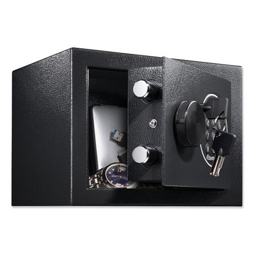 Electronic Security Safe, 0.14 cu ft, 9w x 6.6d x 6.6h, Black. Picture 3