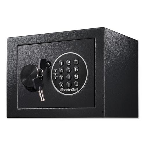Electronic Security Safe, 0.14 cu ft, 9w x 6.6d x 6.6h, Black. Picture 2