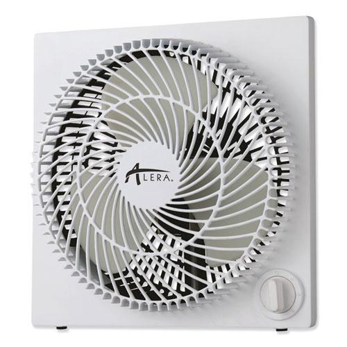 9" 3-Speed Desktop Box Fan, Plastic, White. Picture 1