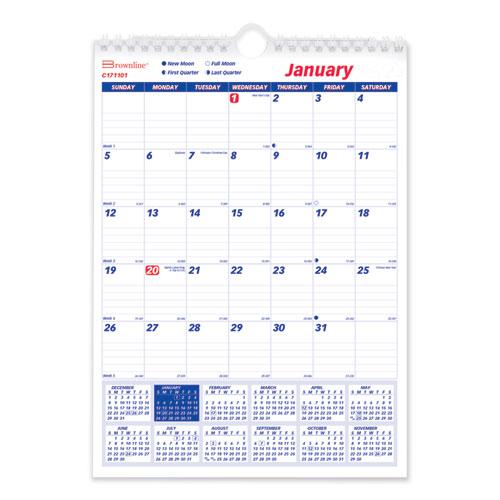 Twin-Wirebound Wall Calendar, One Month per Page, 8 x 11, White Sheets, 12-Month (Jan to Dec): 2024. Picture 1