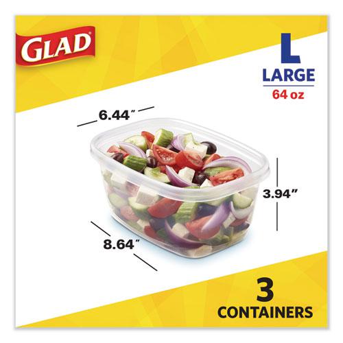 Deep Dish Food Storage Containers, 64 oz, Plastic, 3/Pack. Picture 5