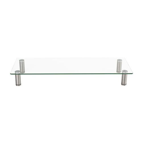 Adjustable Tempered Glass Monitor Riser, 22.75" x 8.25" x 3" to 3.5", Clear/Silver. Picture 2