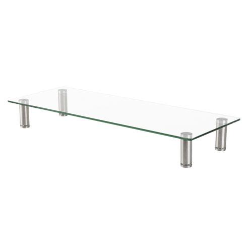 Adjustable Tempered Glass Monitor Riser, 22.75" x 8.25" x 3" to 3.5", Clear/Silver. Picture 3