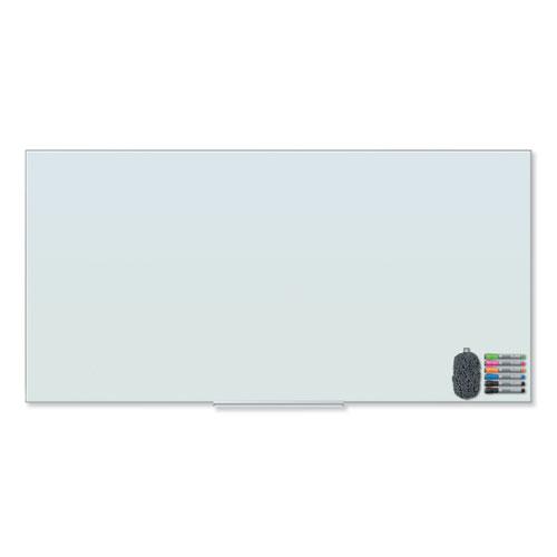 Floating Glass Dry Erase Board, 70 x 35, White. Picture 1