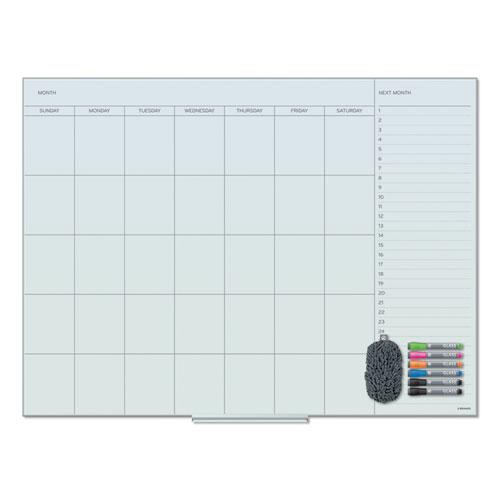 Floating Glass Dry Erase Undated One Month Calendar, 47 x 35, White. Picture 1