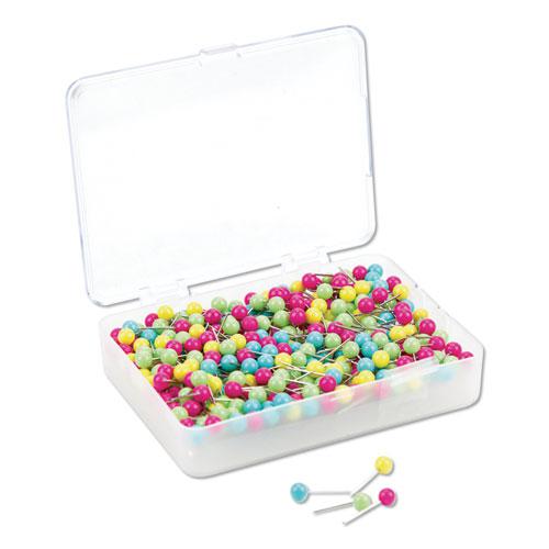 Map Push Pins, Plastic, Assorted, 0.5", 300/Pack. Picture 1