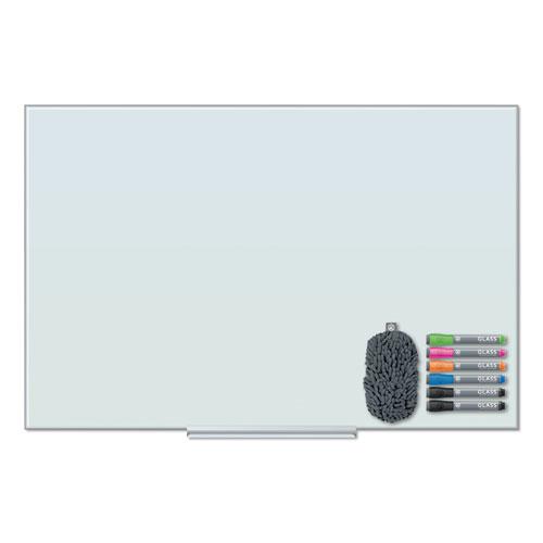 Floating Glass Dry Erase Board, 48 x 36, White. Picture 1