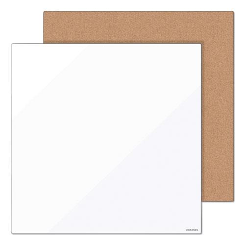 Tile Board Value Pack, (1) Tan Cork Bulletin, (1) White Magnetic Dry Erase, 14 x 14. Picture 1