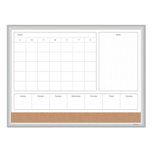 4N1 Magnetic Dry Erase Combo Board, 23 x 17, Tan/White Surface, Silver Aluminum Frame. Picture 1