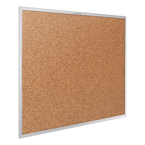 Classic Series Cork Bulletin Board, 24 x 18, Tan Surface, Silver Aluminum Frame. Picture 2