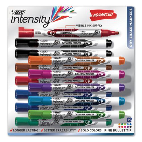 Intensity Advanced Dry Erase Marker, Pocket-Style, Medium Bullet Tip, Assorted Colors, Dozen. Picture 2