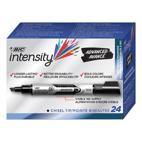 Intensity Advanced Dry Erase Marker, Tank-Style, Broad Chisel Tip, Black, 24/Pack. Picture 2