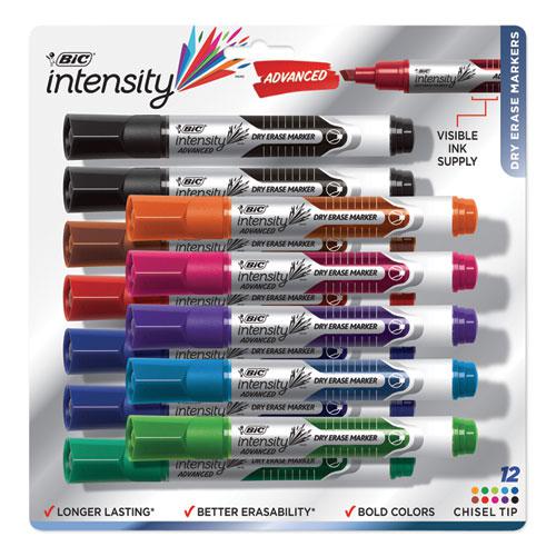 Intensity Advanced Dry Erase Marker, Tank-Style, Broad Chisel Tip, Assorted Colors, Dozen. Picture 2