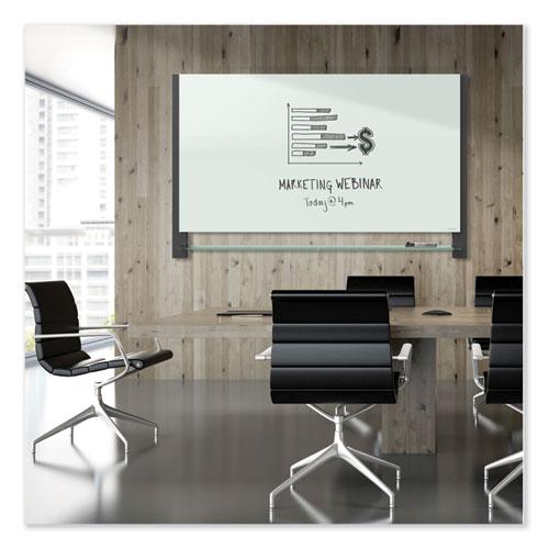 Evoque Magnetic Glass Marker Board with Black Aluminum Frame, 74 x 42, White. Picture 11