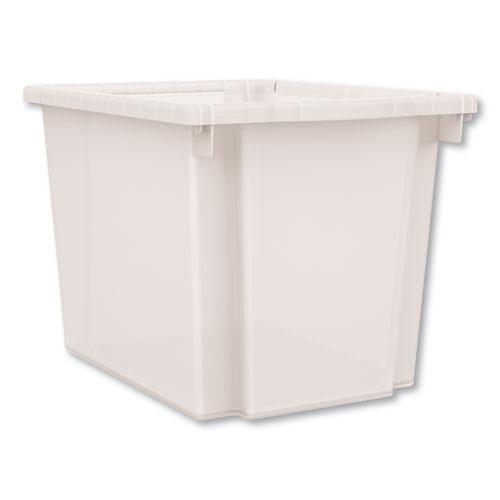 Flagship Storage Bins, 1 Section, 12.75" x 16" x 12", Translucent White. Picture 1