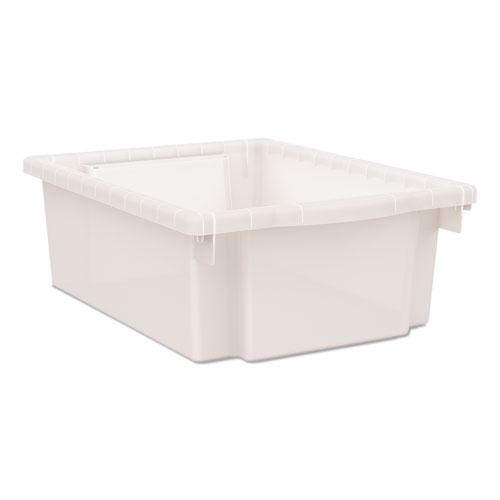 Flagship Storage Bins, 1 Section, 12.75" x 16" x 6", Translucent White. Picture 1