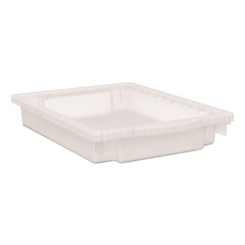 Flagship Storage Bins, 1 Section, 12.75" x 16" x 3", Translucent White. Picture 1