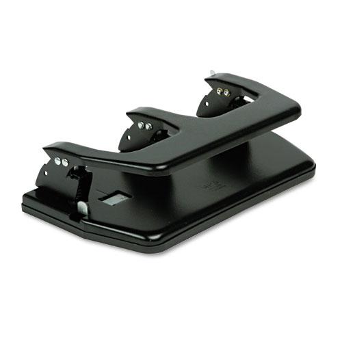 20-Sheet Heavy-Duty Three-Hole Punch, Oversized Handle, 9/32" Holes, Steel, Black. Picture 1