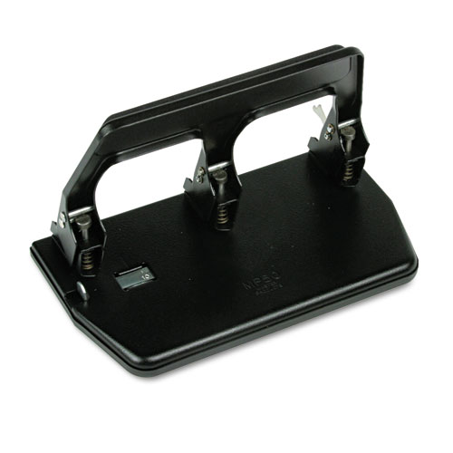 40-Sheet Heavy-Duty Three-Hole Punch with Gel Padded Handle, 9/32" Holes, Black. Picture 1