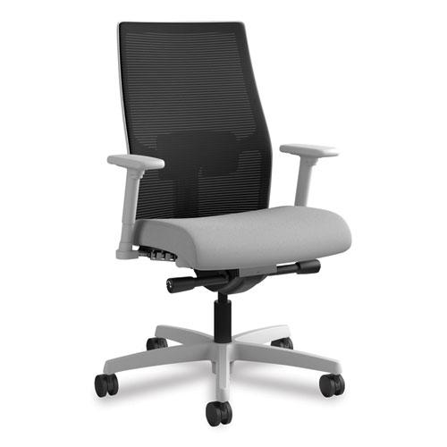 Ignition 2.0 4-Way Stretch Mid-Back Mesh Task Chair, Supports 300 lb, 17" to 21" Seat, Frost Seat, Black Back, Titanium Base. The main picture.