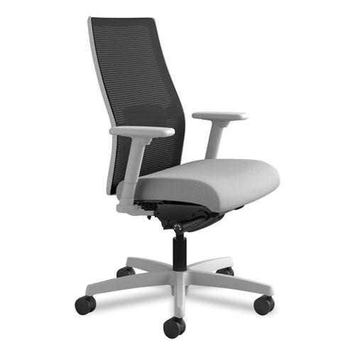 Ignition 2.0 4-Way Stretch Mid-Back Mesh Task Chair, Supports 300 lb, 17" to 21" Seat, Frost Seat, Black Back, Titanium Base. Picture 2