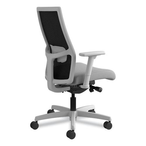 Ignition 2.0 4-Way Stretch Mid-Back Mesh Task Chair, Supports 300 lb, 17" to 21" Seat, Frost Seat, Black Back, Titanium Base. Picture 6