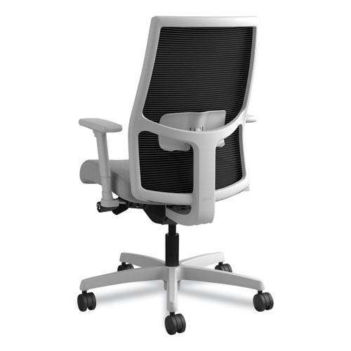 Ignition 2.0 4-Way Stretch Mid-Back Mesh Task Chair, Supports 300 lb, 17" to 21" Seat, Frost Seat, Black Back, Titanium Base. Picture 9