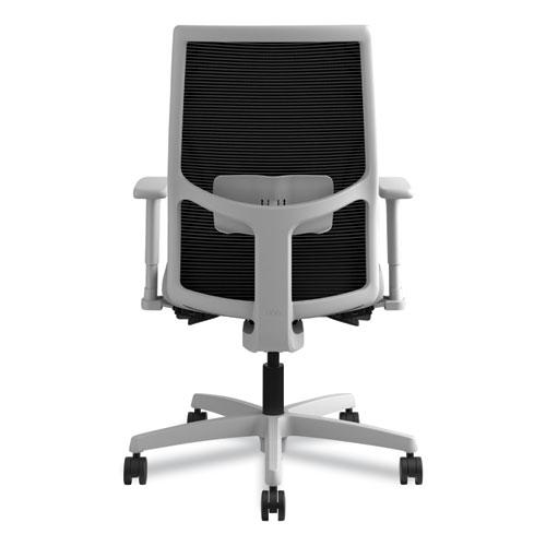 Ignition 2.0 4-Way Stretch Mid-Back Mesh Task Chair, Supports 300 lb, 17" to 21" Seat, Frost Seat, Black Back, Titanium Base. Picture 8