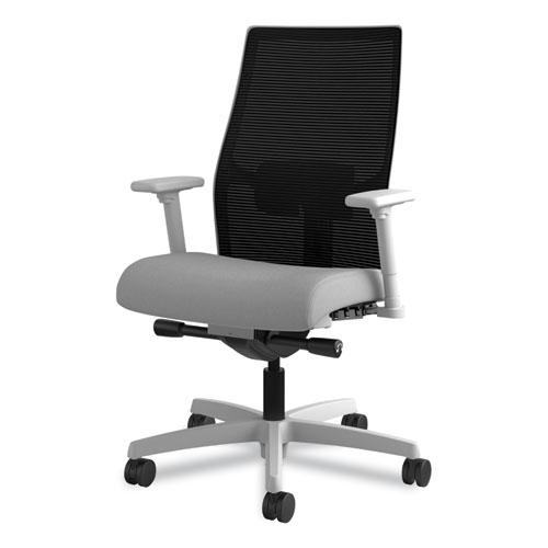 Ignition 2.0 4-Way Stretch Mid-Back Mesh Task Chair, Supports 300 lb, 17" to 21" Seat, Frost Seat, Black Back, Titanium Base. Picture 3