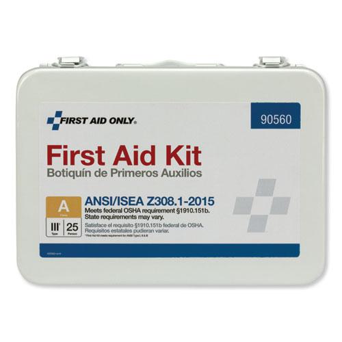 ANSI Class A 25 Person Bulk First Aid Kit for 25 People, 89 Pieces, Metal Case. Picture 2