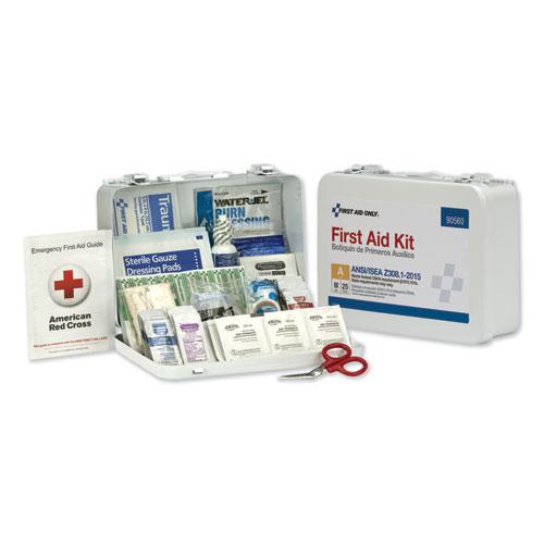 ANSI Class A 25 Person Bulk First Aid Kit for 25 People, 89 Pieces, Metal Case. Picture 1