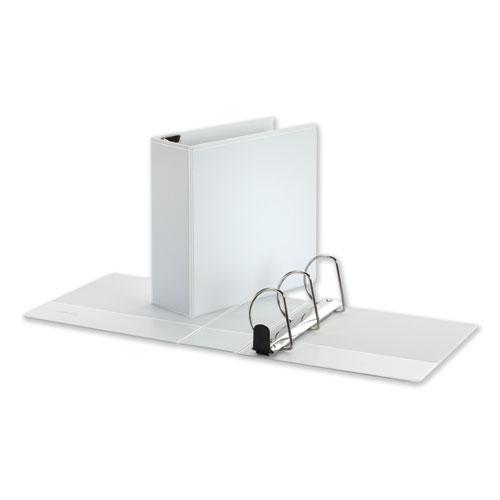 Deluxe Easy-to-Open D-Ring View Binder, 3 Rings, 4" Capacity, 11 x 8.5, White. Picture 1